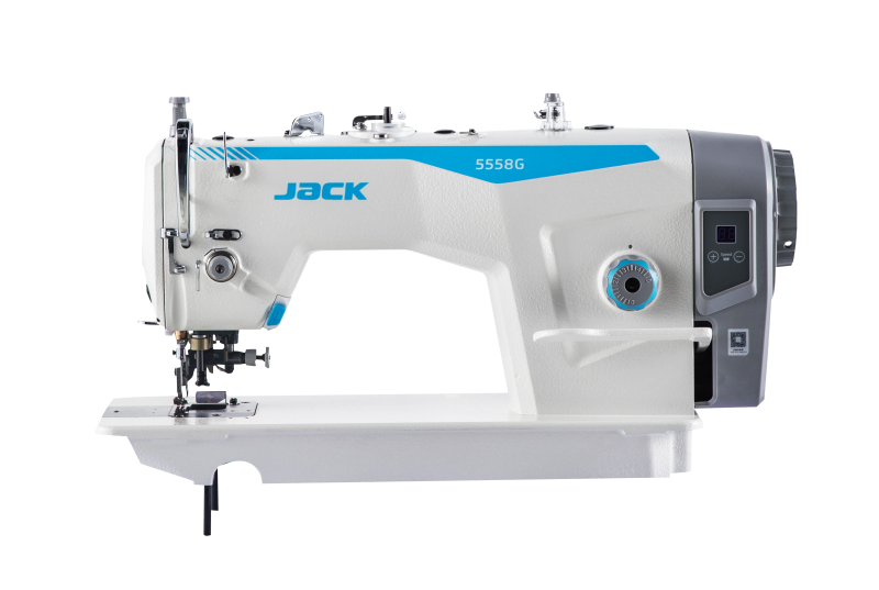 Maquina recta con cortador de bordes y dispositivo para ribetear-Jack 5558G